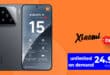 Xiaomi 15 für einmalig 29 Euro mit unlimited on demand (10GB pro Tag) nur 24.99 Euro monatlich