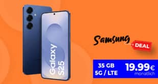Samsung Galaxy S25 für einmalig 99 Euro mit 35GB Allnet Flat und 50 Euro Wechselbonus nur 19.99 Euro monatlich