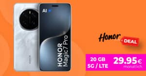 Honor Magic 7 Pro für einmalig 49.99 Euro mit 20GB Allnet Flat und 50 Euro Wechselbonus nur 29.95 Euro monatlich