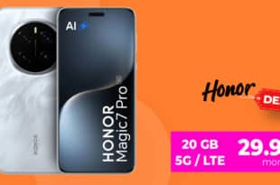 Honor Magic 7 Pro für einmalig 49.99 Euro mit 20GB Allnet Flat und 50 Euro Wechselbonus nur 29.95 Euro monatlich