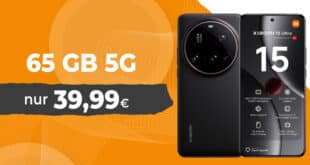 Xiaomi 15 Ultra für einmalig 99.95 Euro mit 65GB Allnet Flat und 100 Euro Wechselbonus bei Mitnahme der Nummer nur 39.99 Euro monatlich