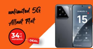 Xiaomi 15 mit o2 Mobile Unlimited on Demand und 100 Euro Wechselbonus bei Rufnummernmitnahme nur 34.99 Euro monatlich