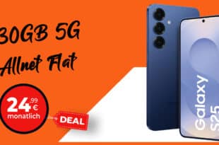Samsung Galaxy S25 mit 30GB Allnet Flat und 50 Euro Wechselbonus nur 24.99 Euro monatlich