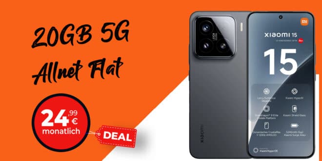 Xiaomi 15 für einmalig 29 Euro mit 20GB Telekom Allnet Flat und 50 Euro Wechselbonus nur 24.99 Euro monatlich