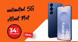 Samsung Galaxy S25+ (S25 Plus) für einmalig 99 Euro mit unlimited on demand und 100 Euro Wechselbonus nur 34.99 Euro monatlich