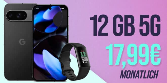 Google Pixel 9 & Fitbit Charge 6 für einmalig 49 Euro mit 12GB Allnet Flat nur 17.99 Euro monatlich