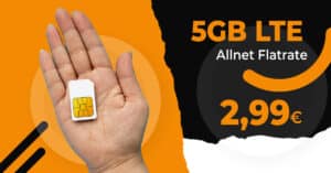 Monatlich kündbar - 5GB Allnet Flat nur 2.99 Euro monatlich