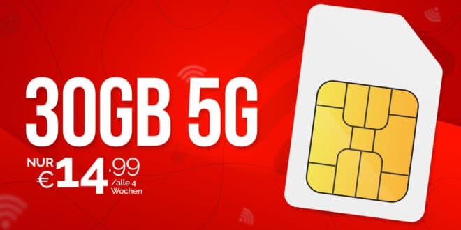 Vodafone Prepaid Karte – 30GB 5G Allnet Flat nur 14.99 Euro alle 4 Wochen