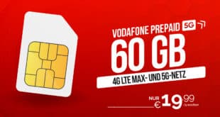 Vodafone Prepaid - 30GB 5G Allnet Flat nur 14.99 Euro - 60GB nur 19.99 Euro alle 4 Wochen