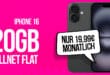 TagesDeal - iPhone 16 für einmalig 333 Euro mit 20GB Telekom Allnet Flat und 50 Euro Wechselbonus nur 19.99 Euro monatlich