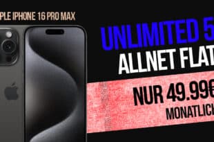 iPhone 16 Pro Max für einmalig 79 Euro mit unlimited 5G Allnet Flat und 100 Euro Wechselbonus nur 49.99 Euro monatlich