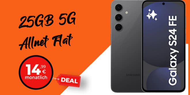 Samsung Galaxy S24 FE für einmalig 49 Euro mit 25GB Allnet Flat nur 14.99 Euro monatlich