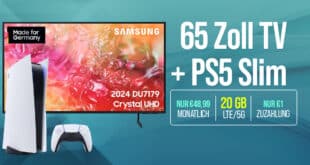 Samsung UHD 65 Zoll TV & PlayStation 5 Digital Slim mit 20GB 5G Allnet Flat nur 48.99 Euro monatlich