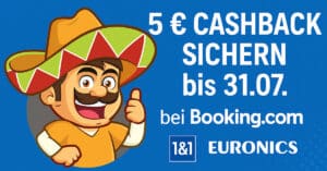 Cashback bei Booking.com, 1&1, Euronics & Co – jetzt 5 € sichern!