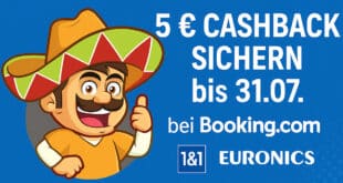 Cashback bei Booking.com, 1&1, Euronics & Co – jetzt 5 € sichern!
