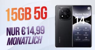 Xiaomi Redmi Note 14 Pro+ (Plus Version) 5G mit 15GB Allnet Flat nur 14.99 Euro monatlich