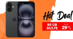 iPhone 16 für einmalig 129.99 Euro mit 80GB Allnet Flat nur 29.99 Euro monatlich - kein Anschlusspreis - DealAmigo.de gibt 8 Euro Cashback