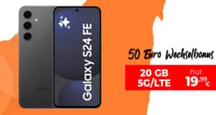 Samsung Galaxy S24 FE für einmalig 29 Euro mit 20GB Allnet Flat und 50 Euro Wechselbonus nur 19.99 Euro monatlich
