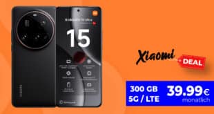 Xiaomi 15 Ultra & 67W HyperCharge Ladegerät für einmalig 79 Euro mit 300GB Allnet Flat und 100 Euro Wechselbonus nur 39.99 Euro monatlich