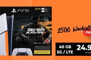 40GB Telekom 5G Allnet Flat mit Sony Playstation 5 Slim PS5 & Call of Duty: Black Ops 6 Bundle und 150 Euro Wechselbonus nur 24.99 Euro monatlich