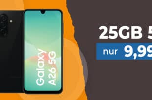 Samsung Galaxy A26 5G für einmalig 29 Euro mit 25GB Allnet Flat und 30 Euro Wechselbonus nur 9.99 Euro monatlich