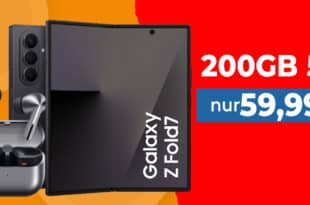 Samsung Galaxy Fold7 & Galaxy Buds 3 Pro für einmalig 499 Euro mit 200GB 5G Allnet Flat und 50 Euro Wechselbonus nur 59.99 Euro monatlich
