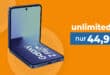 Samsung Galaxy Z Flip7 für einmalig 79 Euro mit unlimited 5G Allnet Flat und 100 Euro Wechselbonus nur 44.99 Euro monatlich