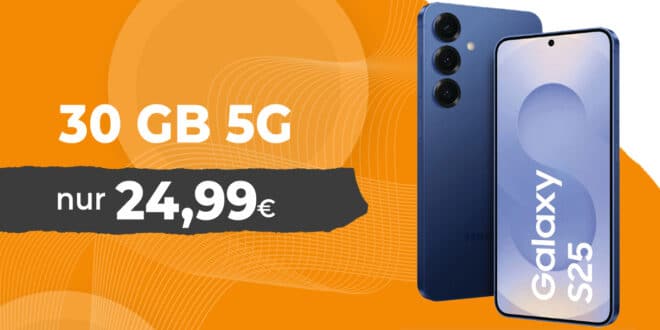 Samsung Galaxy S25 für einmalig 79 Euro mit 30GB Allnet Flat und 50 Euro Wechselbonus nur 24.99 Euro monatlich