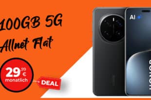 Honor Magic 7 Pro für einmalig 59 Euro mit 100GB Allnet Flat und 100 Euro Wechselbonus nur 29.99 Euro monatlich