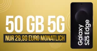 Samsung Galaxy S25 Edge für einmalig 49 Euro mit 50GB 5G Allnet Flat und 50 Euro Wechselbonus nur 29.99 Euro monatlich