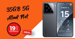 Xiaomi 15 für einmalig 29 Euro mit 35GB 5G Allnet Flat und 50 Euro Wechselbonus nur 19.99 Euro monatlich