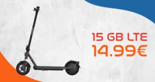 Xiaomi Electric E-Scooter Elite mit 15GB Allnet Flat und 50 Euro Wechselbonus nur 14.99 Euro monatlich