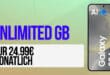 Samsung Galaxy S24 256GB für einmalig 99 Euro mit unlimited on demand Allnet Flat nur 24.99 Euro monatlich