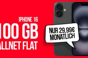 iPhone 16 für einmalig 99 Euro mit 100GB Allnet Flat und 100 Euro Wechselbonus nur 29.99 Euro monatlich
