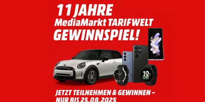 MediaMarkt feiert 11 Jahre Tarifwelt – Gewinne einen MINI Cooper SE & Samsung-Highlights!