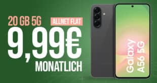 Samsung Galaxy A56 256GB für einmalig 99 Euro mit 20GB Allnet Flatrate nur 9.99 Euro monatlich