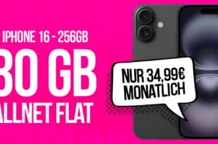 iPhone 16 -256GB- für einmalig 49 Euro mit 30GB Allnet Flat und 50 Euro Wechselbonus nur 34.99 Euro monatlich