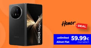 Honor Magic V5 mit o2 unlimited Allnet Flat und 100 Euro Wechselbonus für 59.99 Euro monatlich