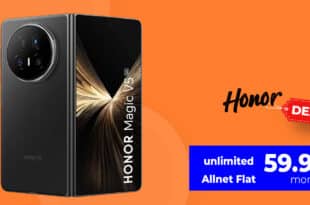 Honor Magic V5 für einmalig 149 Euro mit o2 unlimited Allnet Flat und 150 Euro Bonus für 59.99 Euro monatlich