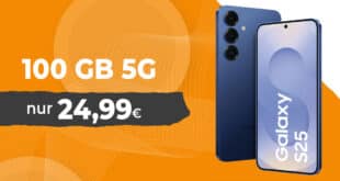 Samsung Galaxy S25 für einmalig 45 Euro mit 100GB Allnet Flat und 100 Euro Wechselbonus nur 24.99 Euro monatlich