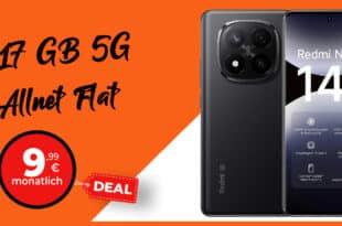 Xiaomi Redmi Note 14 Pro+ (PlusVersion) für einmalig 29 Euro mit 17GB Allnet Flat nur 9.99 Euro monatlich