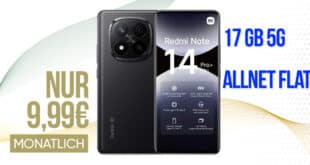 Xiaomi Redmi Note 14 Pro+ (PlusVersion) mit 17GB Allnet Flat nur 9.99 Euro monatlich