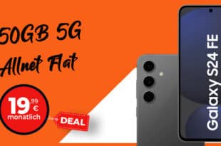 Samsung Galaxy S24 FE 256GB mit 50GB Allnet Flat und 50 Euro Wechselbonus nur 19.99 Euro monatlich