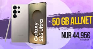 Samsung Galaxy S25 Ultra mit 50GB Telekom Allnet Flat und 150 Euro Wechselbonus nur 44.95 Euro monatlich
