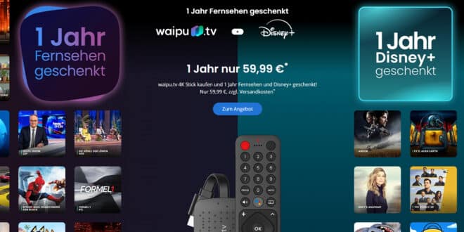waipu.tv 4K Stick mit Perfect Plus & Disney+ Jahrespaket für nur 59.99 Euro