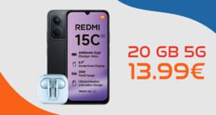 Xiaomi Redmi 15C & Redmi Buds 6 Active mit 20GB Allnet Flat nur 13.99 Euro monatlich