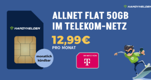monatlich kündbar im Telekom Netz - 50GB Allnet Flat nur 12.99 Euro monatlich