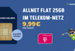 Monatlich kündbare 25GB Allnet Flat für dauerhaft nur 9.99 Euro monatlich