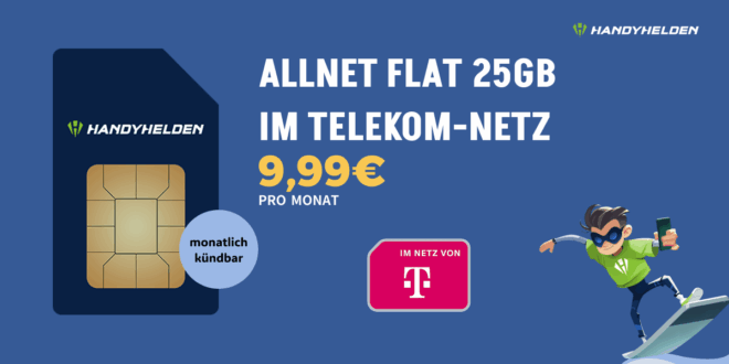 Monatlich kündbare 25GB Allnet Flat für dauerhaft nur 9.99 Euro monatlich