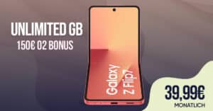 Samsung Galaxy Z Flip7 für 309.99 Euro mit unlimited Allnet Flat und 150 Euro Bonus für 39.99 Euro monatlich